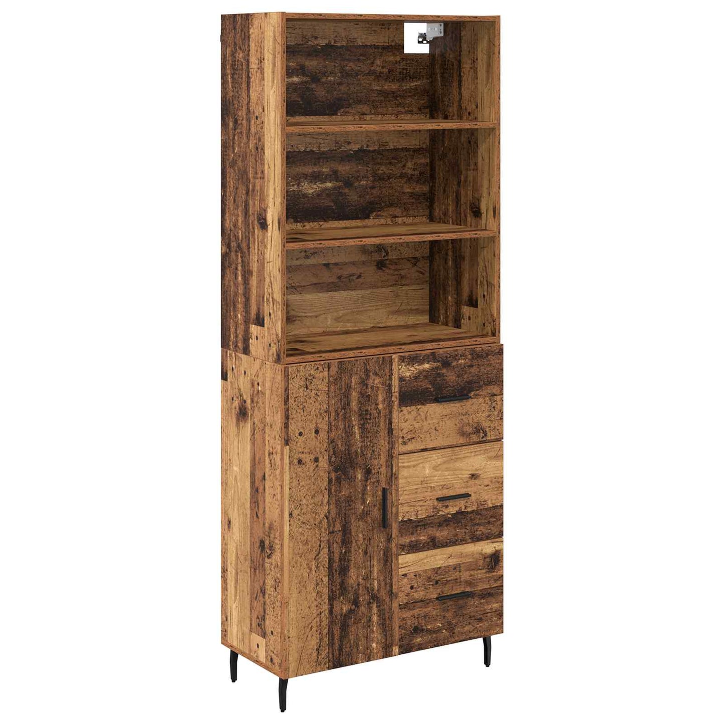 Hoge kast met lade 2 pcs Oud Hout Bewerkt hout is nu te koop bij PeponiXL, paradijselijk wonen!