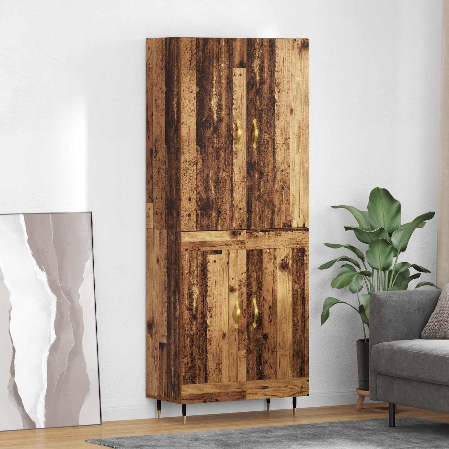 Highboard Oud Hout 69,5 x 34 x 180 cm Bewerkt hout is nu te koop bij PeponiXL, paradijselijk wonen!
