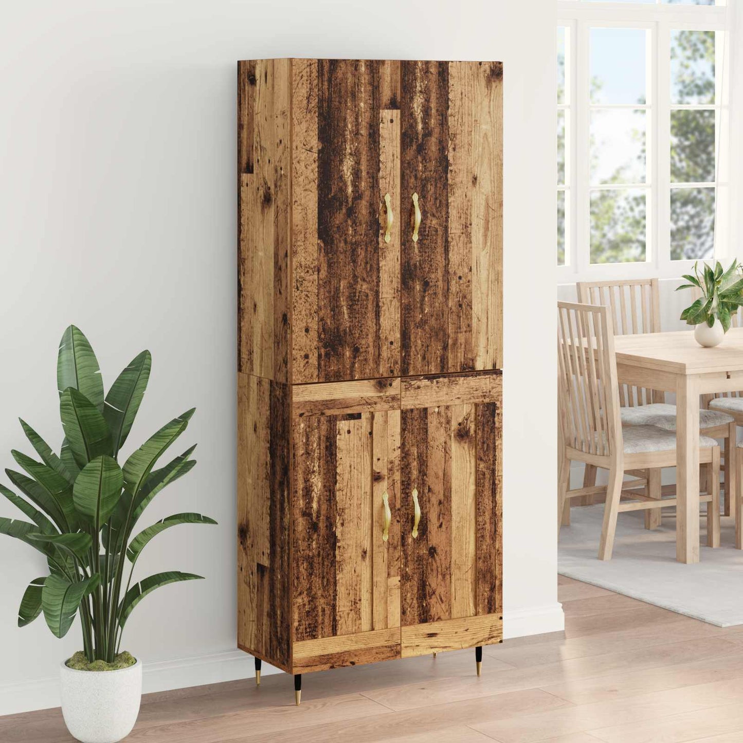 Highboard Oud Hout 69,5 x 34 x 180 cm Bewerkt hout is nu te koop bij PeponiXL, paradijselijk wonen!