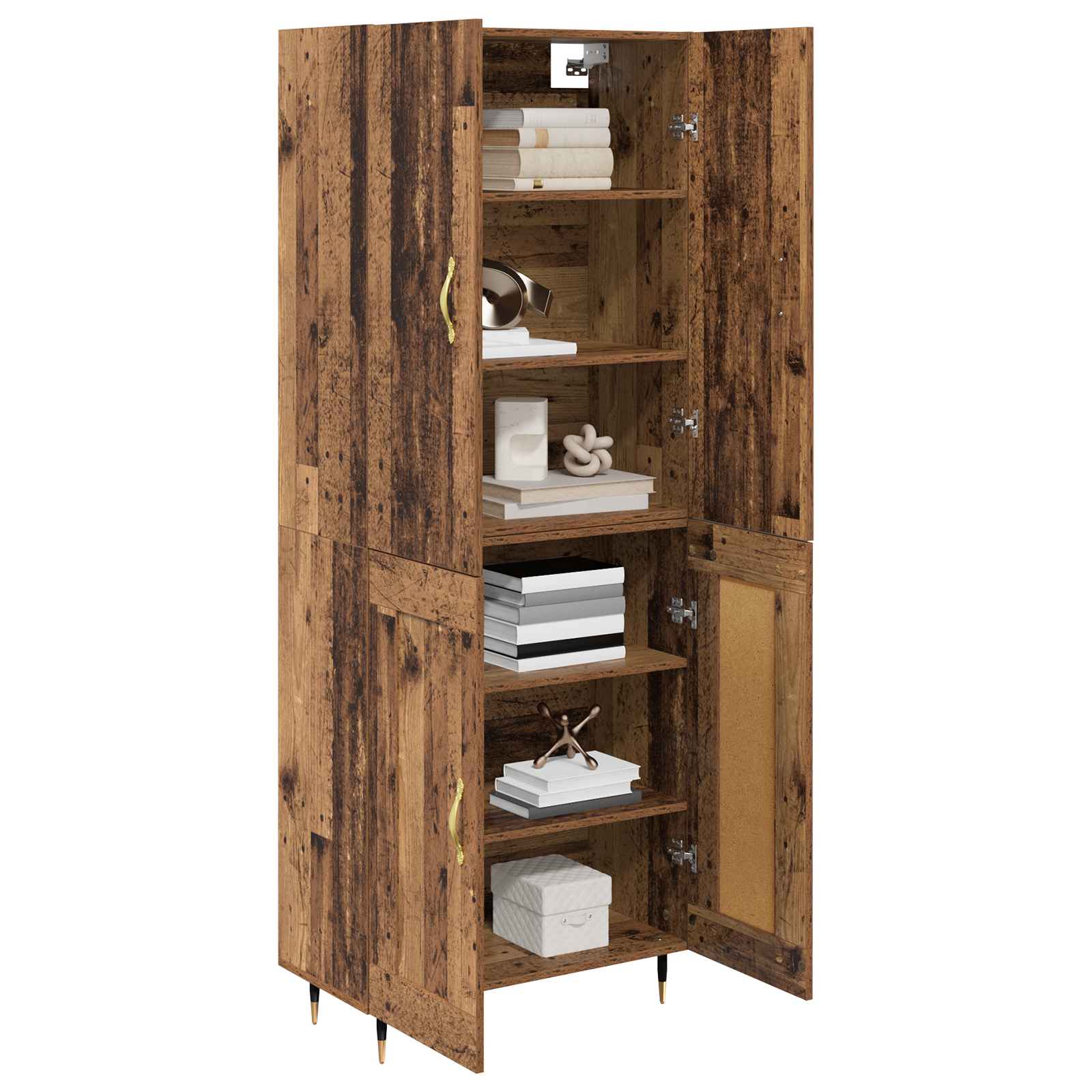 Highboard Oud Hout 69,5 x 34 x 180 cm Bewerkt hout is nu te koop bij PeponiXL, paradijselijk wonen!