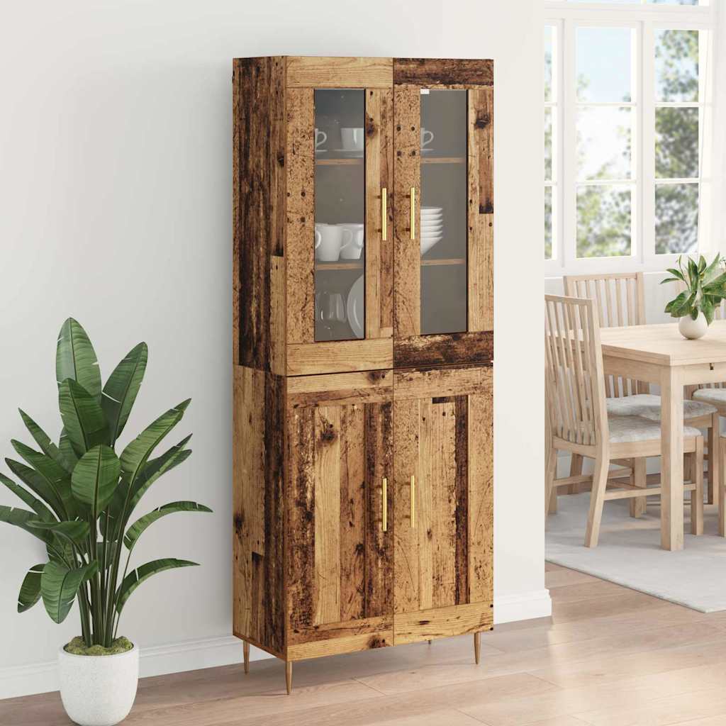 Hoge kast 2 pcs Oudhout Bewerkt hout is nu te koop bij PeponiXL, paradijselijk wonen!