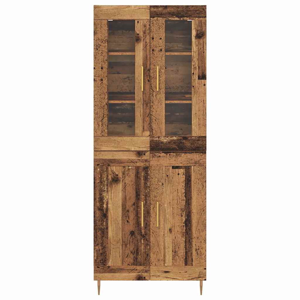 Hoge kast 2 pcs Oudhout Bewerkt hout is nu te koop bij PeponiXL, paradijselijk wonen!