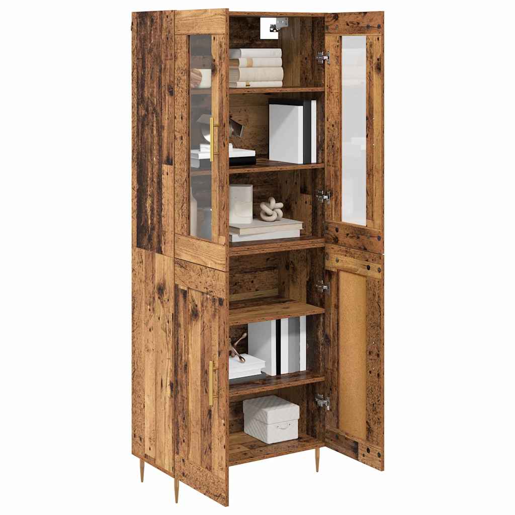 Hoge kast 2 pcs Oudhout Bewerkt hout is nu te koop bij PeponiXL, paradijselijk wonen!