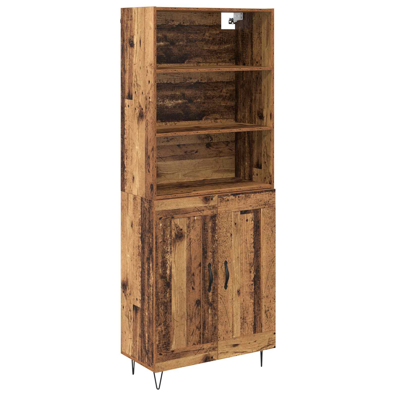 Hoge kast 2 pcs Oudhout Bewerkt hout is nu te koop bij PeponiXL, paradijselijk wonen!