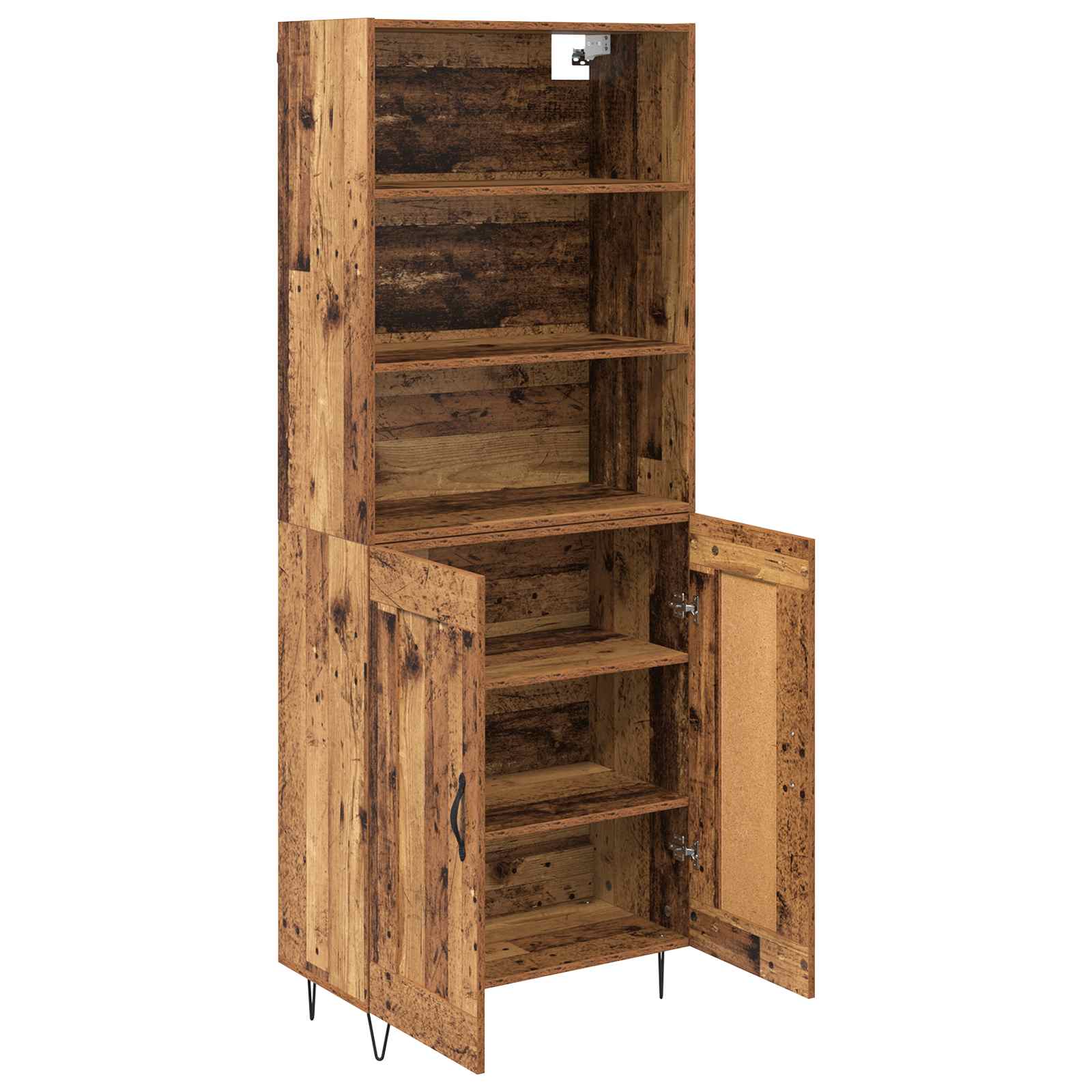 Hoge kast 2 pcs Oudhout Bewerkt hout is nu te koop bij PeponiXL, paradijselijk wonen!