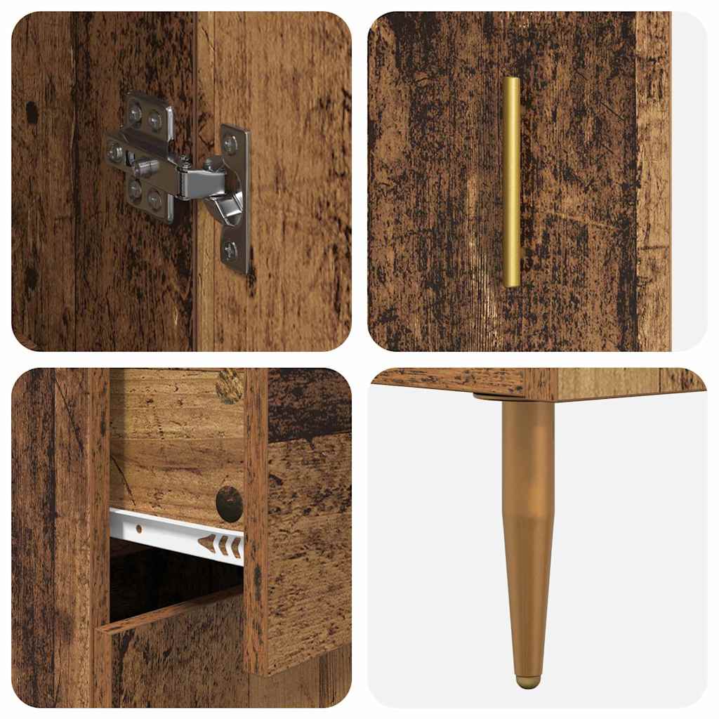 Hoge kast met lade 2 pcs Oudhout Bewerkt hout is nu te koop bij PeponiXL, paradijselijk wonen!