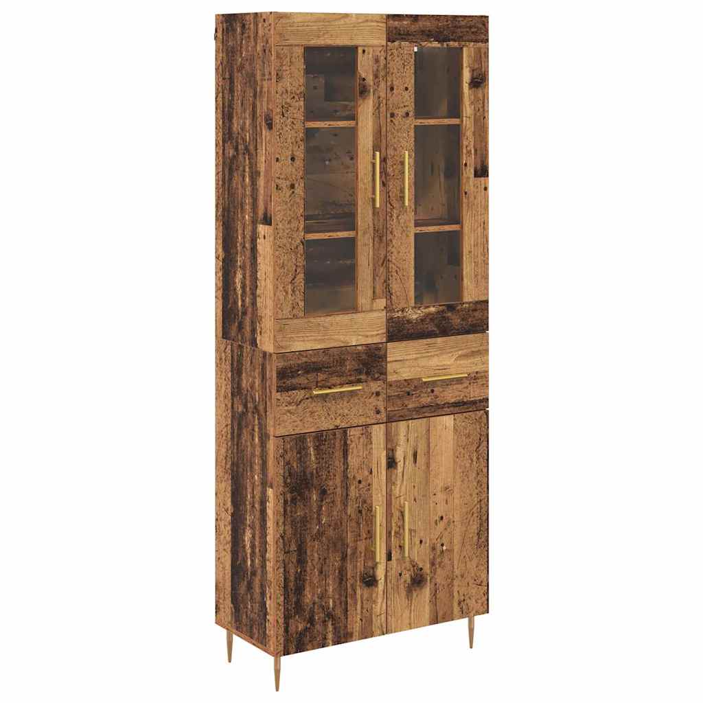 Hoge kast met lade 2 pcs Oudhout Bewerkt hout is nu te koop bij PeponiXL, paradijselijk wonen!