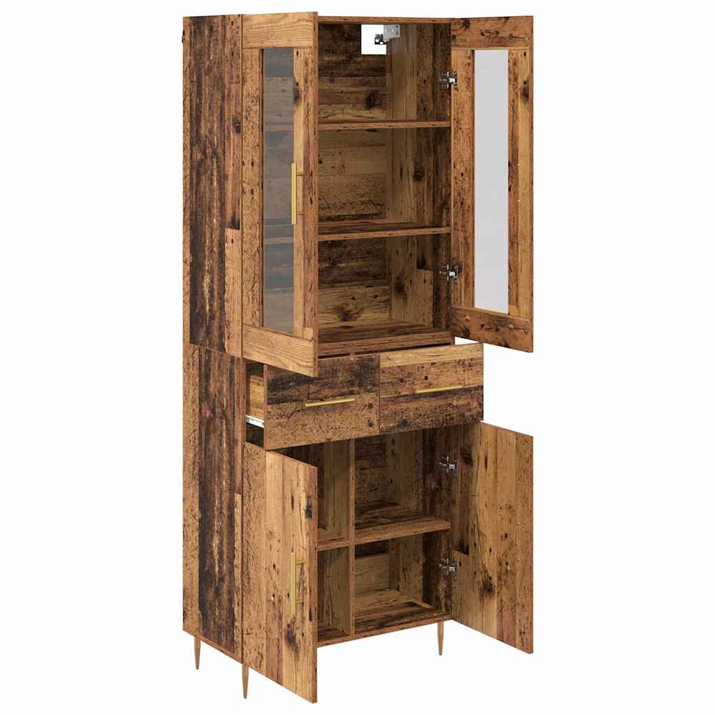 Hoge kast met lade 2 pcs Oudhout Bewerkt hout is nu te koop bij PeponiXL, paradijselijk wonen!