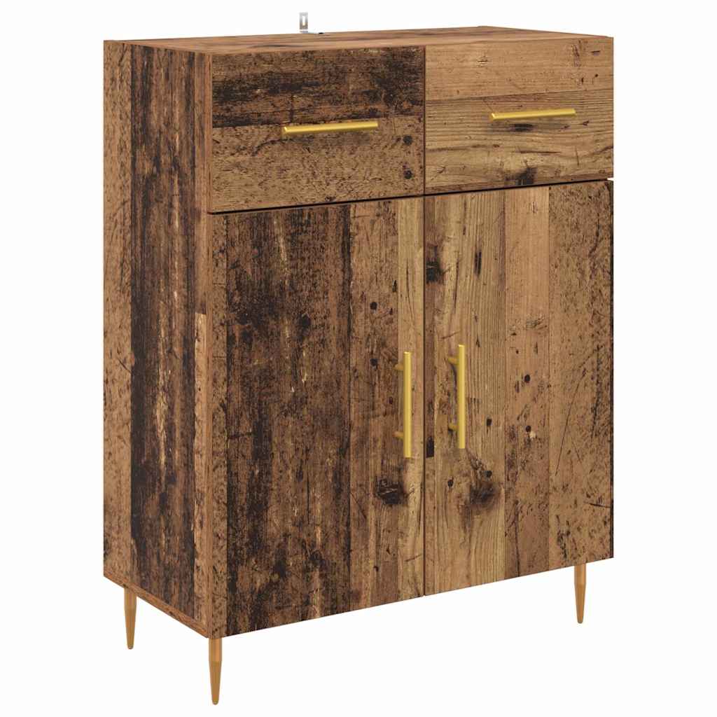 Hoge kast met lade 2 pcs Oudhout Bewerkt hout is nu te koop bij PeponiXL, paradijselijk wonen!