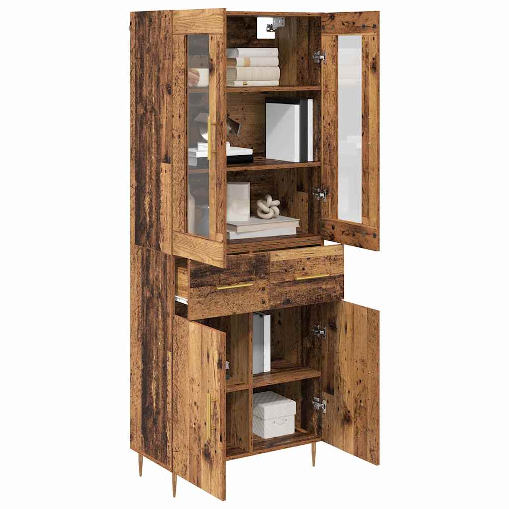 Hoge kast met lade 2 pcs Oudhout Bewerkt hout is nu te koop bij PeponiXL, paradijselijk wonen!