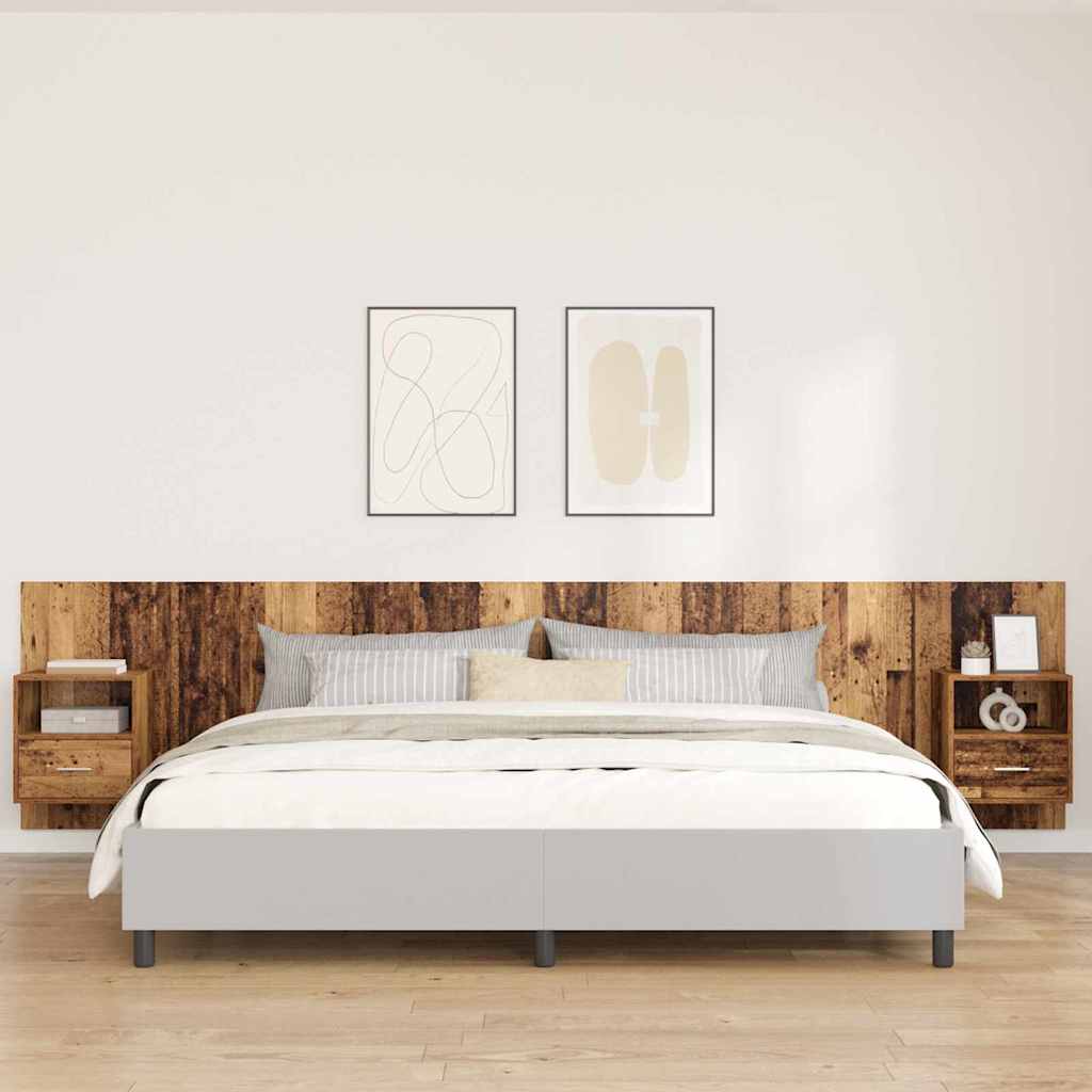 Hoofdbord Met Kast met lade 3 pcs Oud Hout Bewerkt hout is nu te koop bij PeponiXL, paradijselijk wonen!