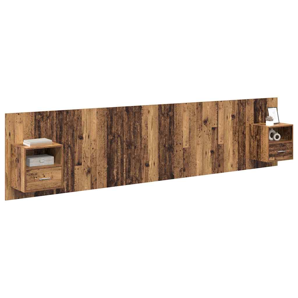 Hoofdbord Met Kast met lade 3 pcs Oud Hout Bewerkt hout is nu te koop bij PeponiXL, paradijselijk wonen!