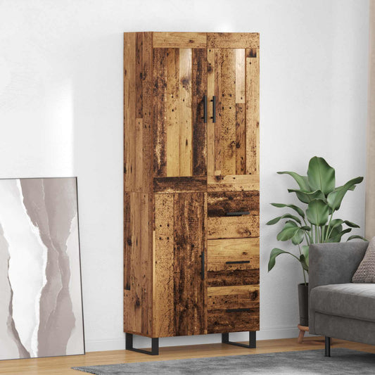 Hoge kast met lade Oudhout 69,5 x 34 x 180 cm Bewerkt hout is nu te koop bij PeponiXL, paradijselijk wonen!