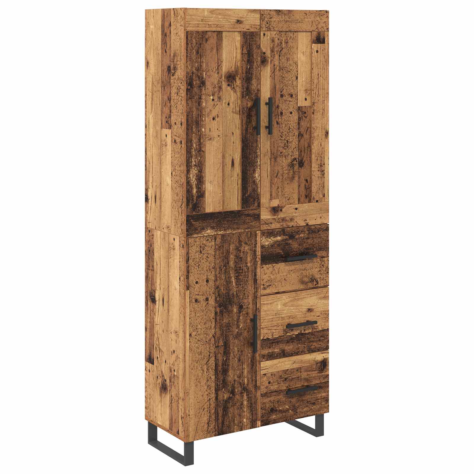 Hoge kast met lade Oudhout 69,5 x 34 x 180 cm Bewerkt hout is nu te koop bij PeponiXL, paradijselijk wonen!