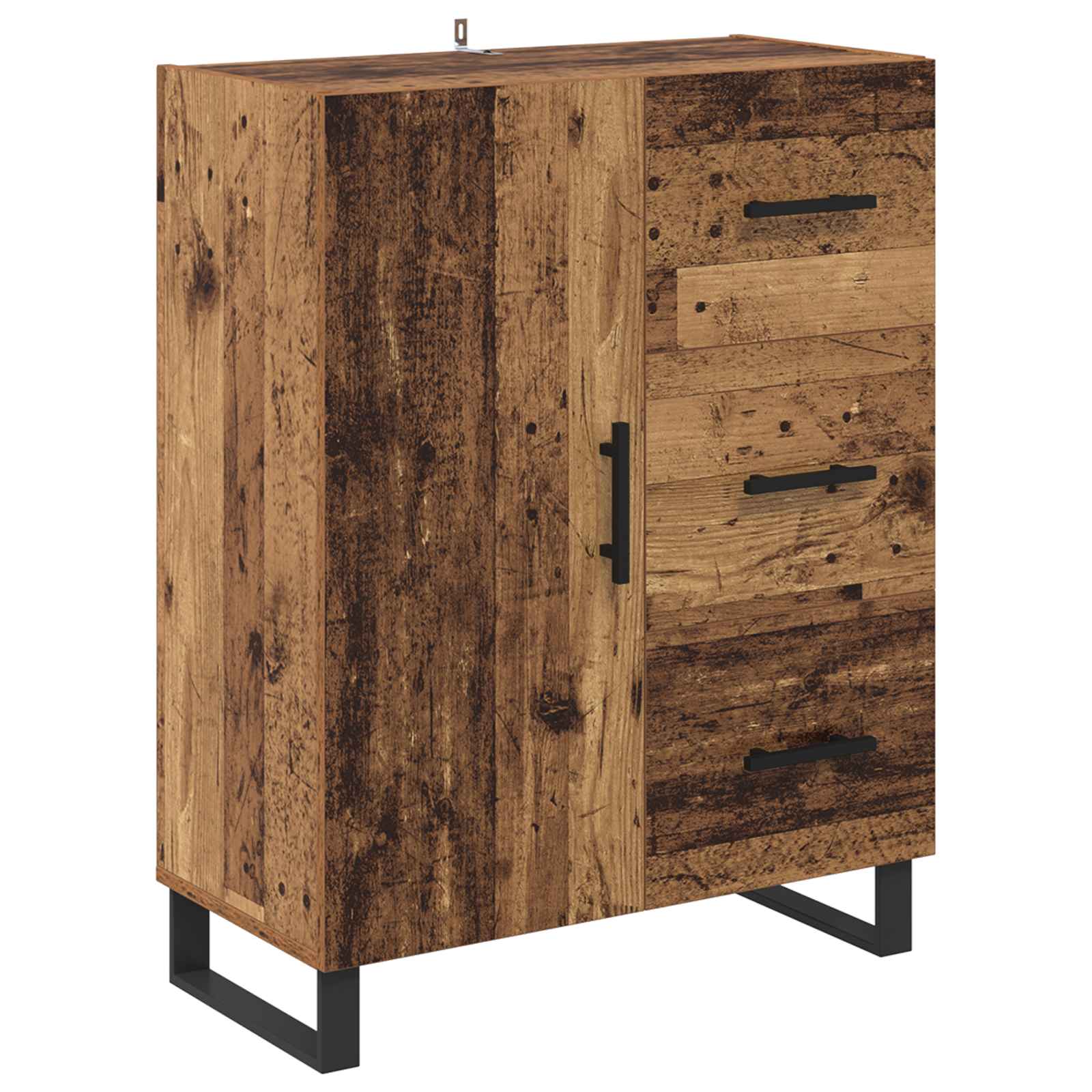 Hoge kast met lade Oudhout 69,5 x 34 x 180 cm Bewerkt hout is nu te koop bij PeponiXL, paradijselijk wonen!