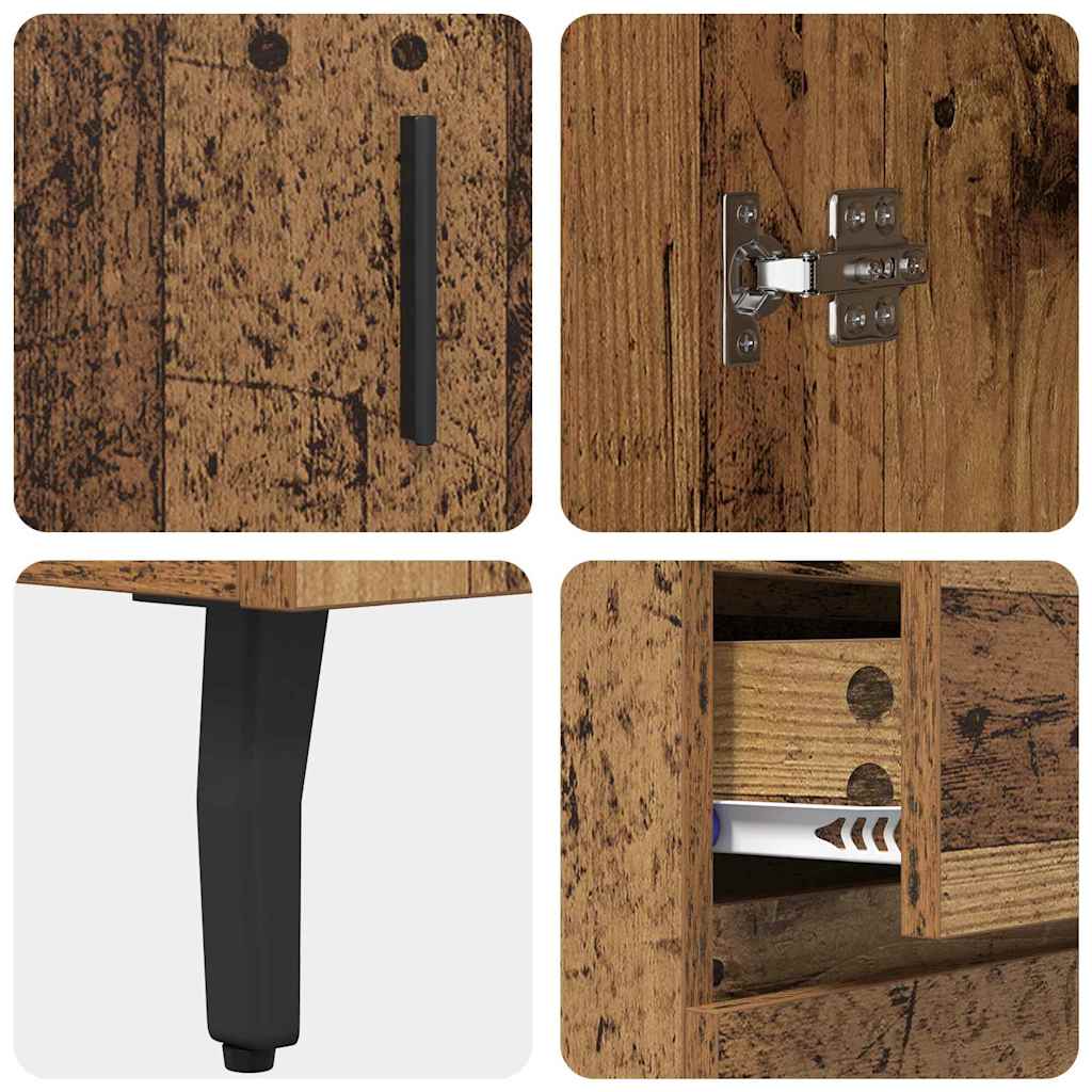 Hoge kast met lade 2 pcs Oud Hout Bewerkt hout is nu te koop bij PeponiXL, paradijselijk wonen!