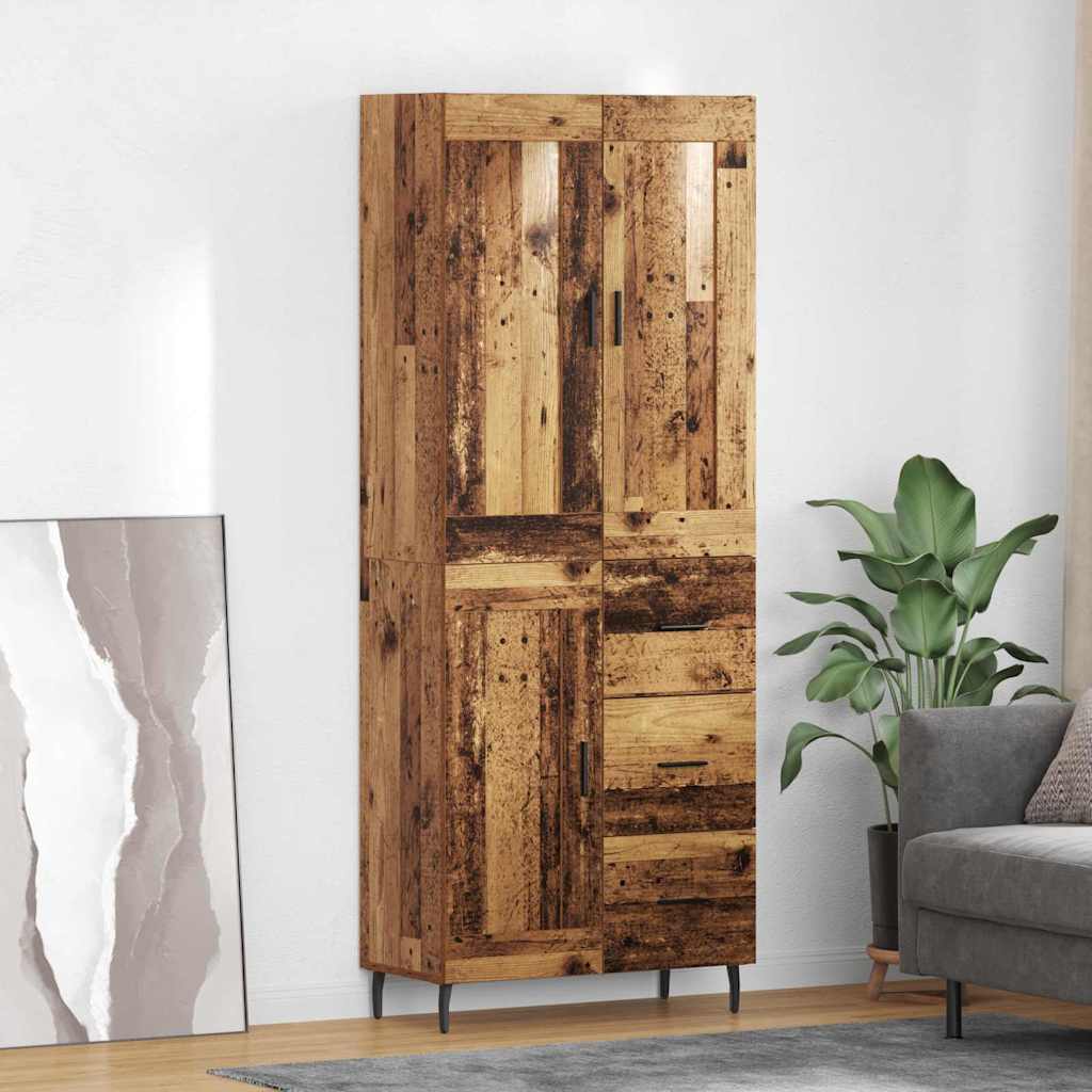 Hoge kast met lade 2 pcs Oud Hout Bewerkt hout is nu te koop bij PeponiXL, paradijselijk wonen!