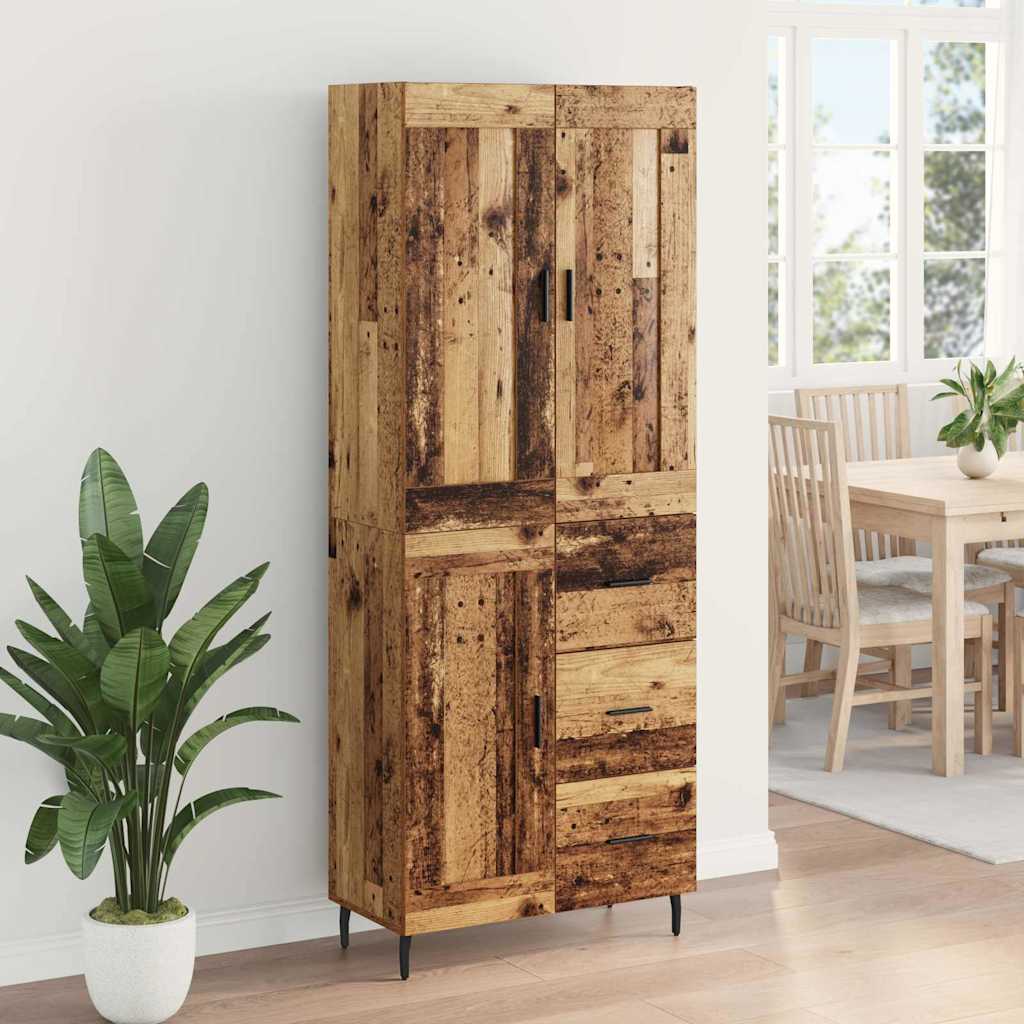 Hoge kast met lade 2 pcs Oud Hout Bewerkt hout is nu te koop bij PeponiXL, paradijselijk wonen!
