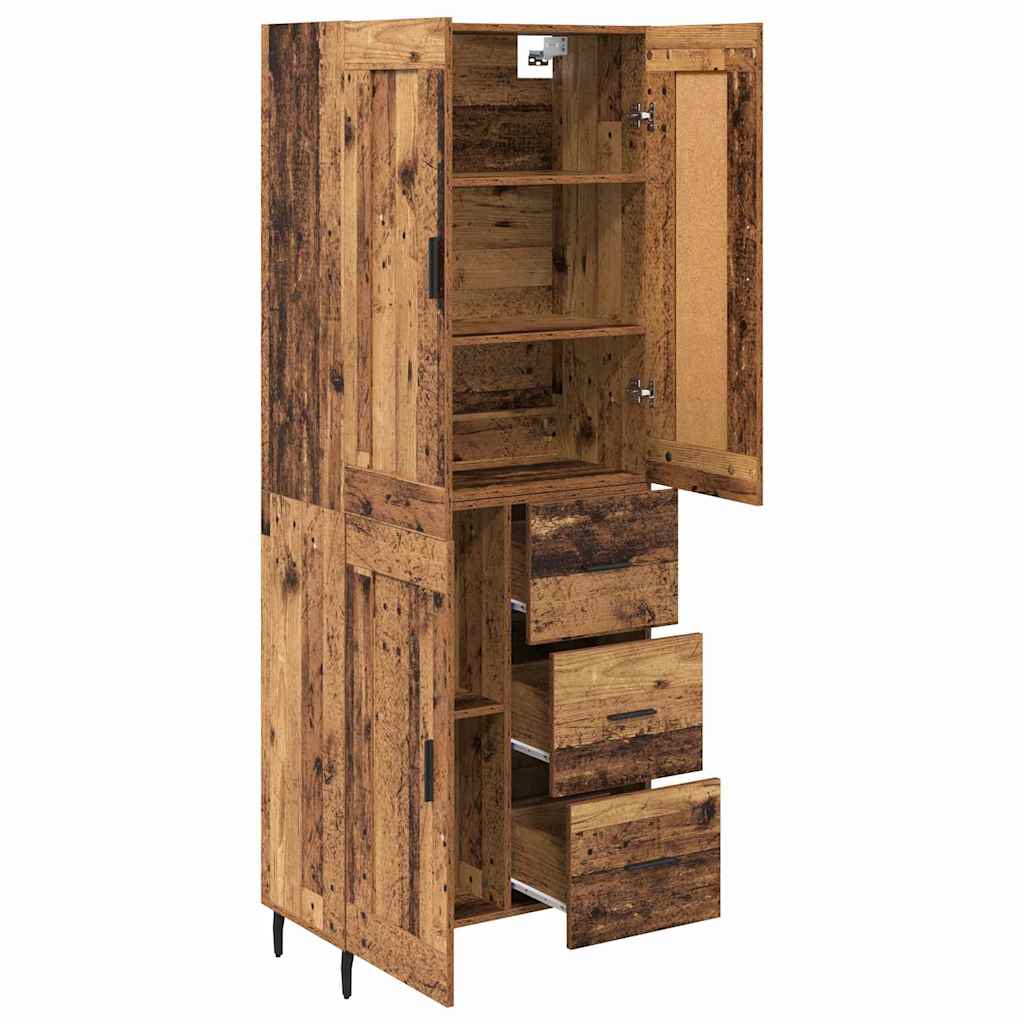 Hoge kast met lade 2 pcs Oud Hout Bewerkt hout is nu te koop bij PeponiXL, paradijselijk wonen!