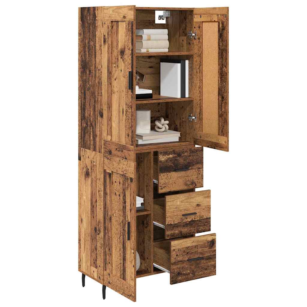 Hoge kast met lade 2 pcs Oud Hout Bewerkt hout is nu te koop bij PeponiXL, paradijselijk wonen!