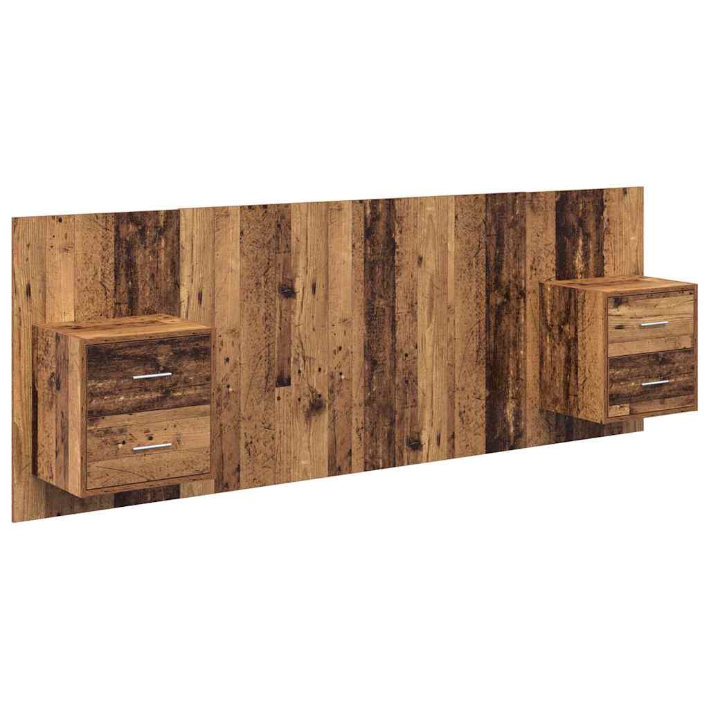 Hoofdbord Met Kast met lade 3 pcs Oud Hout Bewerkt hout is nu te koop bij PeponiXL, paradijselijk wonen!