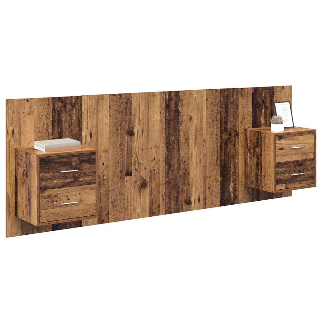 Hoofdbord Met Kast met lade 3 pcs Oud Hout Bewerkt hout is nu te koop bij PeponiXL, paradijselijk wonen!