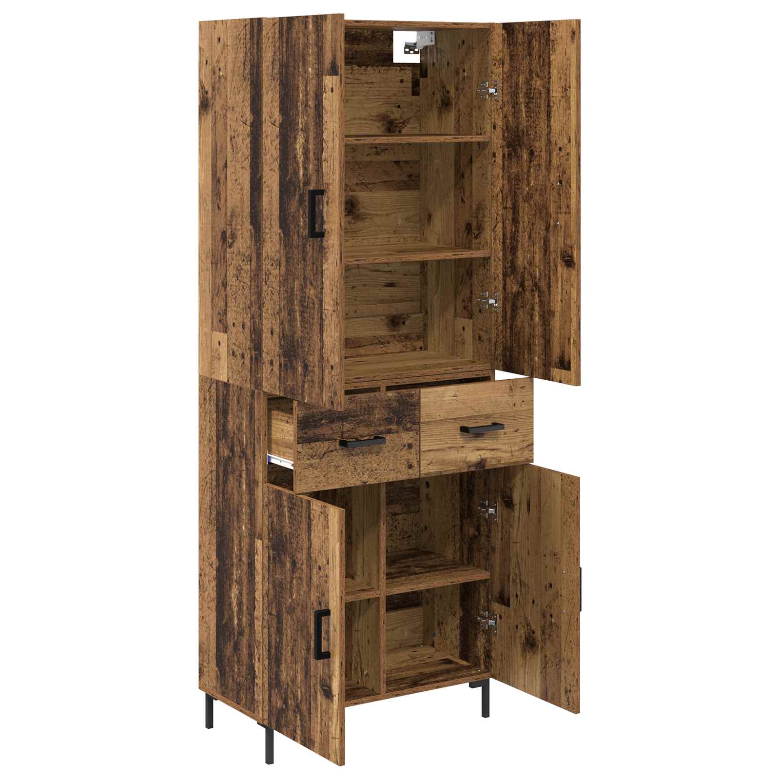 Highboard met lade Oud Hout 69,5 x 34 x 180 cm Bewerkt hout is nu te koop bij PeponiXL, paradijselijk wonen!