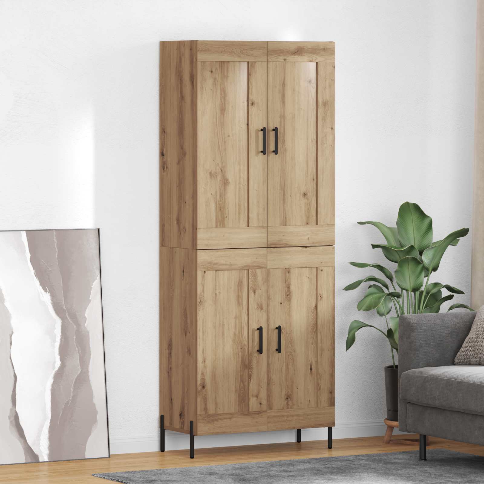 Hoge kast 2 pcs Artisan Eiken 69,5 x 34 x 180 cm Bewerkt hout is nu te koop bij PeponiXL, paradijselijk wonen!