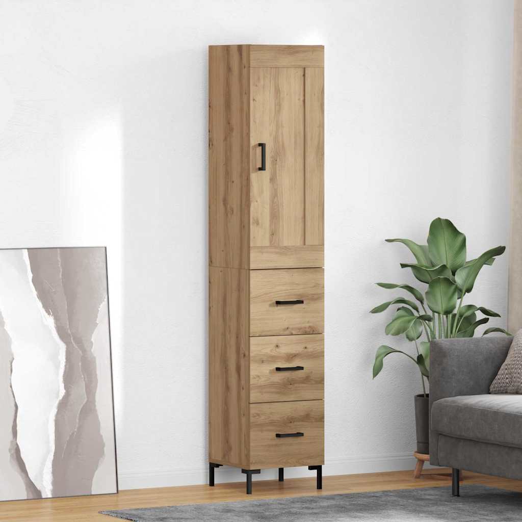 Highboard Artisan Eiken 34,5 x 34 x 180 cm Bewerkt hout is nu te koop bij PeponiXL, paradijselijk wonen!