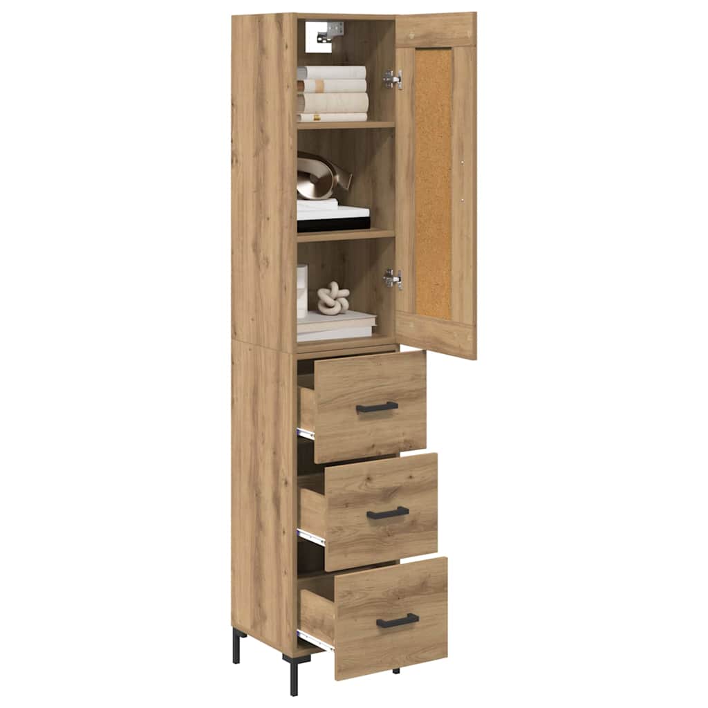 Highboard Artisan Eiken 34,5 x 34 x 180 cm Bewerkt hout is nu te koop bij PeponiXL, paradijselijk wonen!