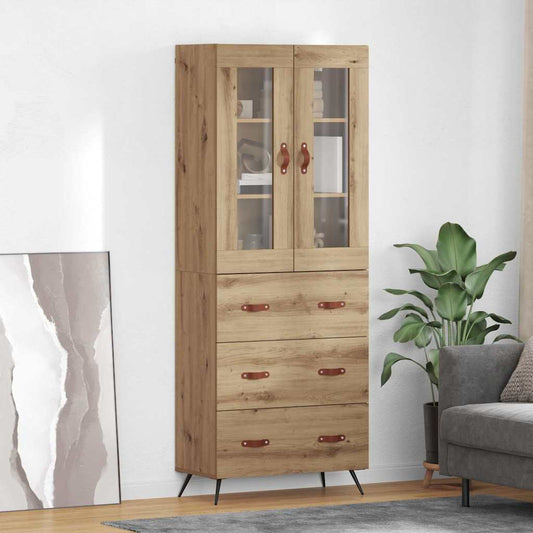 Hoge opbergkast met plank 2 pcs Artisan Eiken Bewerkt hout is nu te koop bij PeponiXL, paradijselijk wonen!