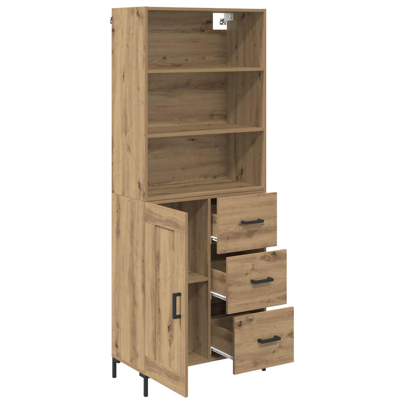 Hoge kast Artisan Eiken 69,5 x 34 x 180 cm Bewerkt hout is nu te koop bij PeponiXL, paradijselijk wonen!