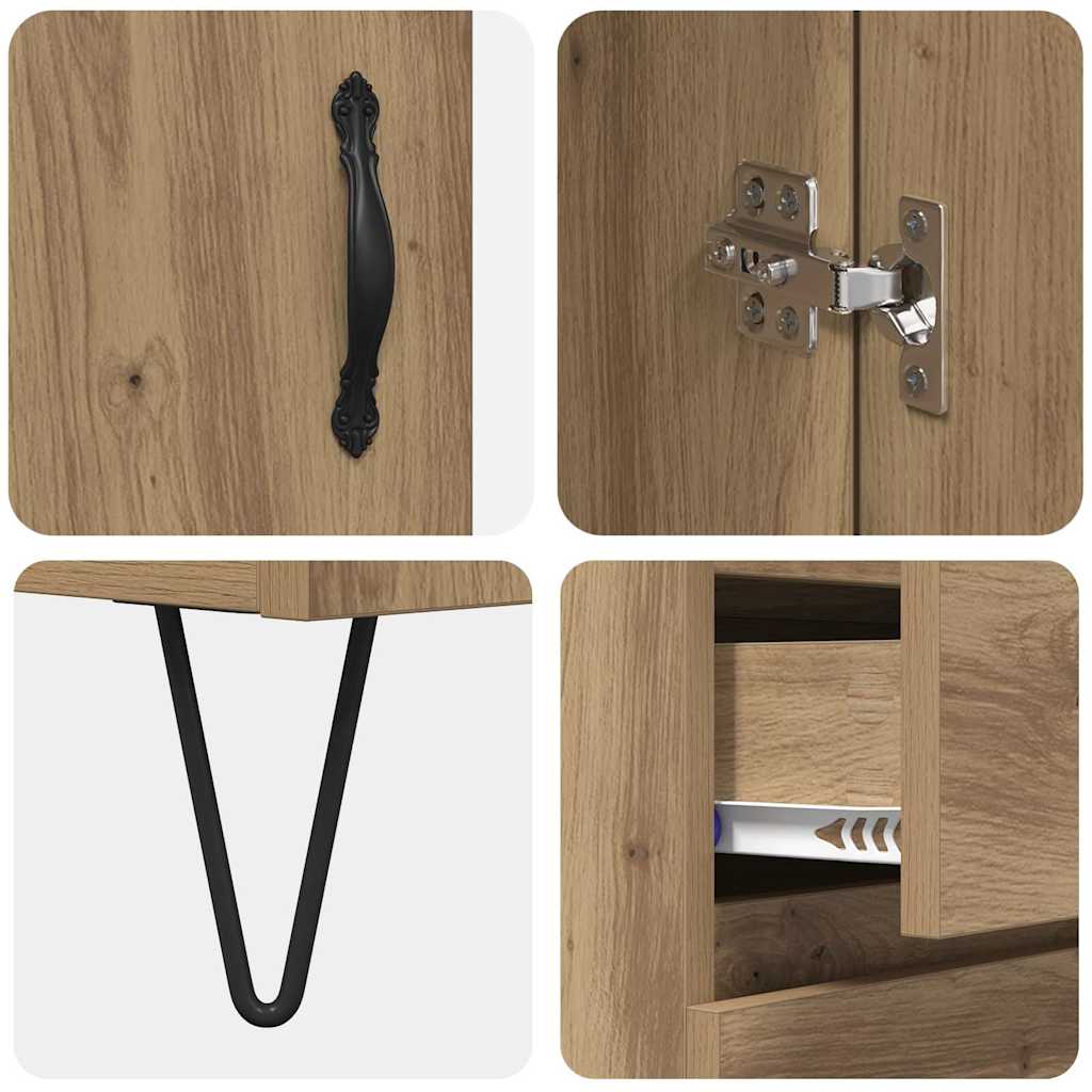 Hoge kast met lade 2 pcs Artisan Eiken Geëngineerd hout en glas is nu te koop bij PeponiXL, paradijselijk wonen!
