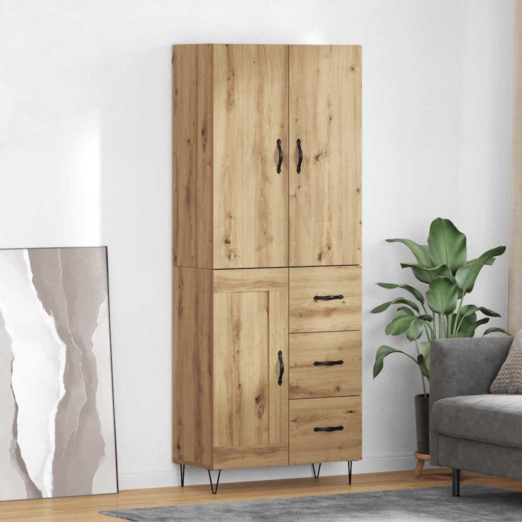Hoge kast met lade 2 pcs Artisan Eiken Geëngineerd hout en glas is nu te koop bij PeponiXL, paradijselijk wonen!