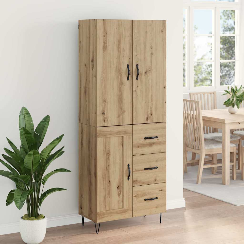 Hoge kast met lade 2 pcs Artisan Eiken Geëngineerd hout en glas is nu te koop bij PeponiXL, paradijselijk wonen!