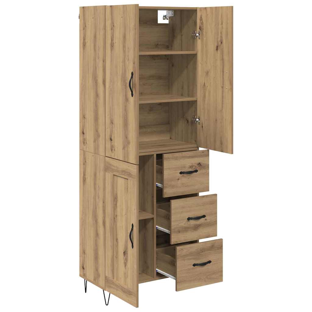Hoge kast met lade 2 pcs Artisan Eiken Geëngineerd hout en glas is nu te koop bij PeponiXL, paradijselijk wonen!
