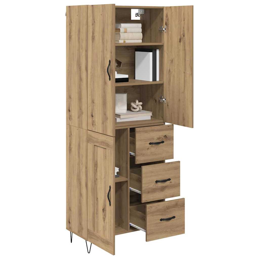 Hoge kast met lade 2 pcs Artisan Eiken Geëngineerd hout en glas is nu te koop bij PeponiXL, paradijselijk wonen!