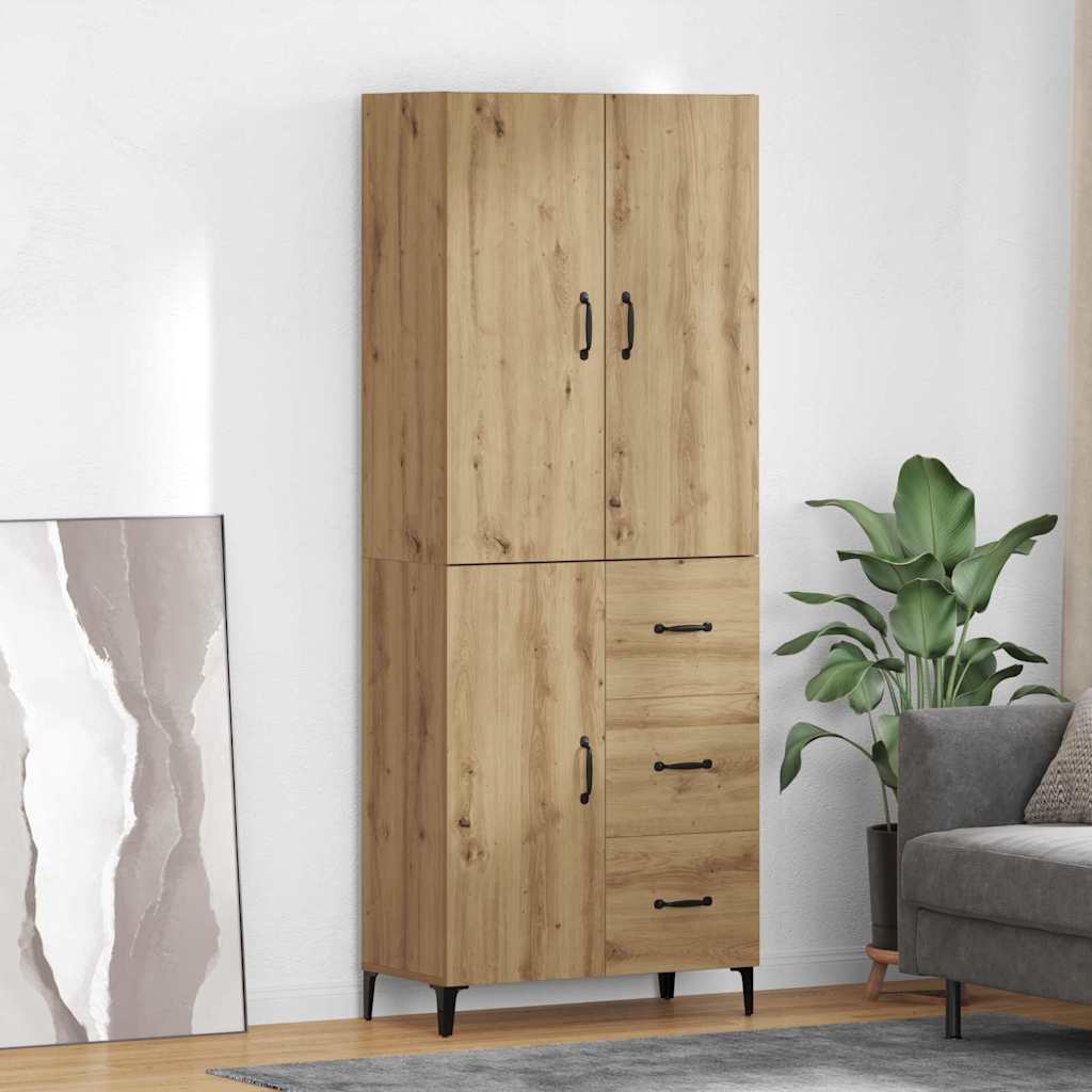 Highboard Artisan Eiken 69,5 x 34 x 180 cm Bewerkt hout is nu te koop bij PeponiXL, paradijselijk wonen!