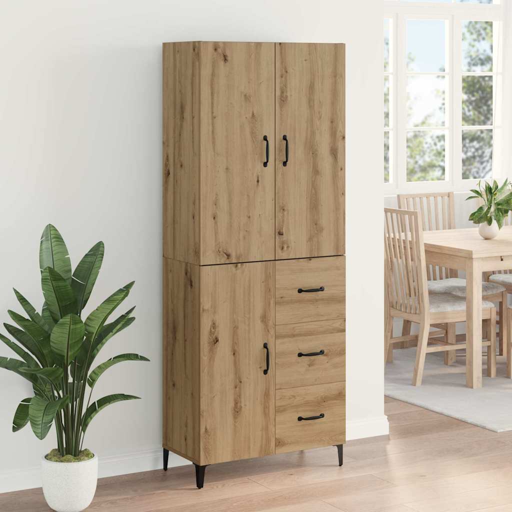 Highboard Artisan Eiken 69,5 x 34 x 180 cm Bewerkt hout is nu te koop bij PeponiXL, paradijselijk wonen!