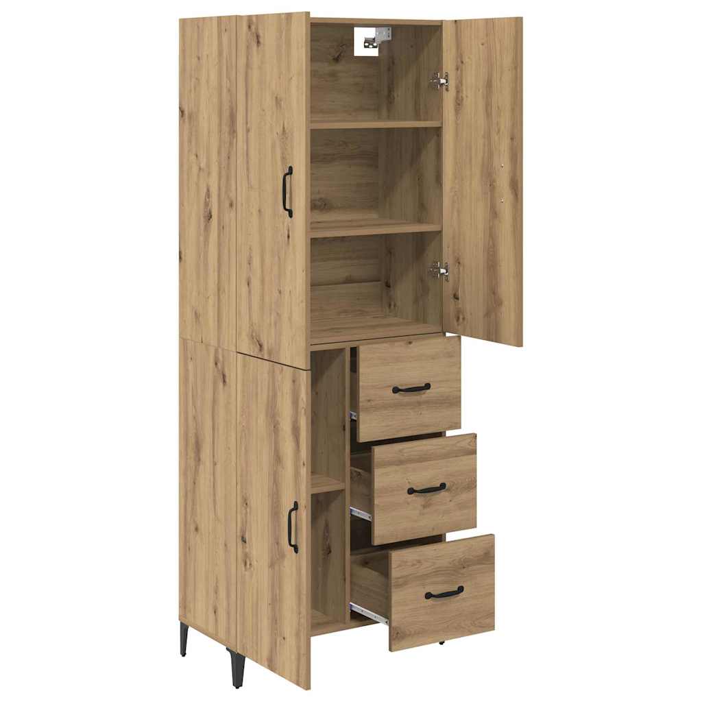 Highboard Artisan Eiken 69,5 x 34 x 180 cm Bewerkt hout is nu te koop bij PeponiXL, paradijselijk wonen!