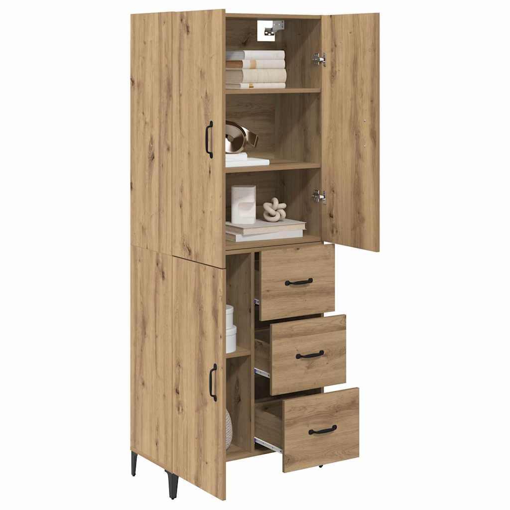 Highboard Artisan Eiken 69,5 x 34 x 180 cm Bewerkt hout is nu te koop bij PeponiXL, paradijselijk wonen!