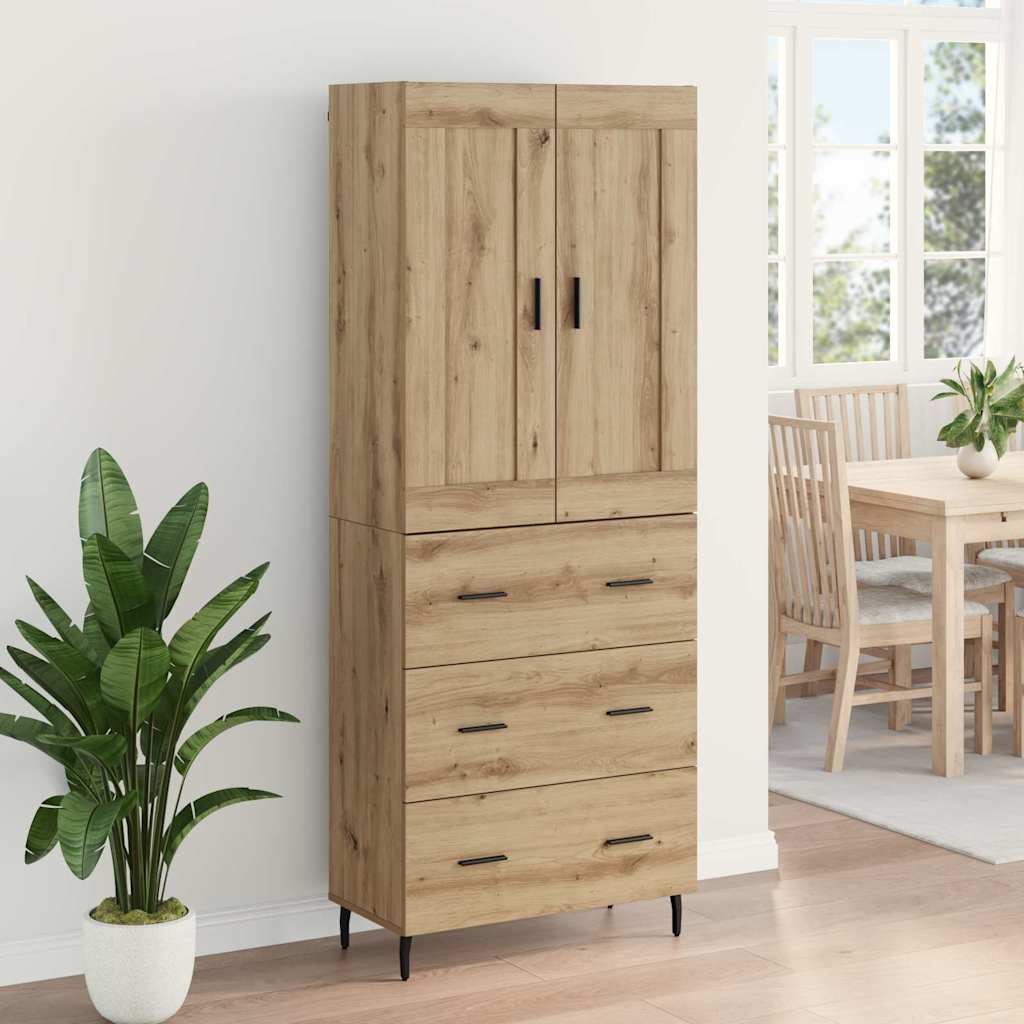 Hoge kast met lade 2 pcs Artisan Eiken Bewerkt hout is nu te koop bij PeponiXL, paradijselijk wonen!