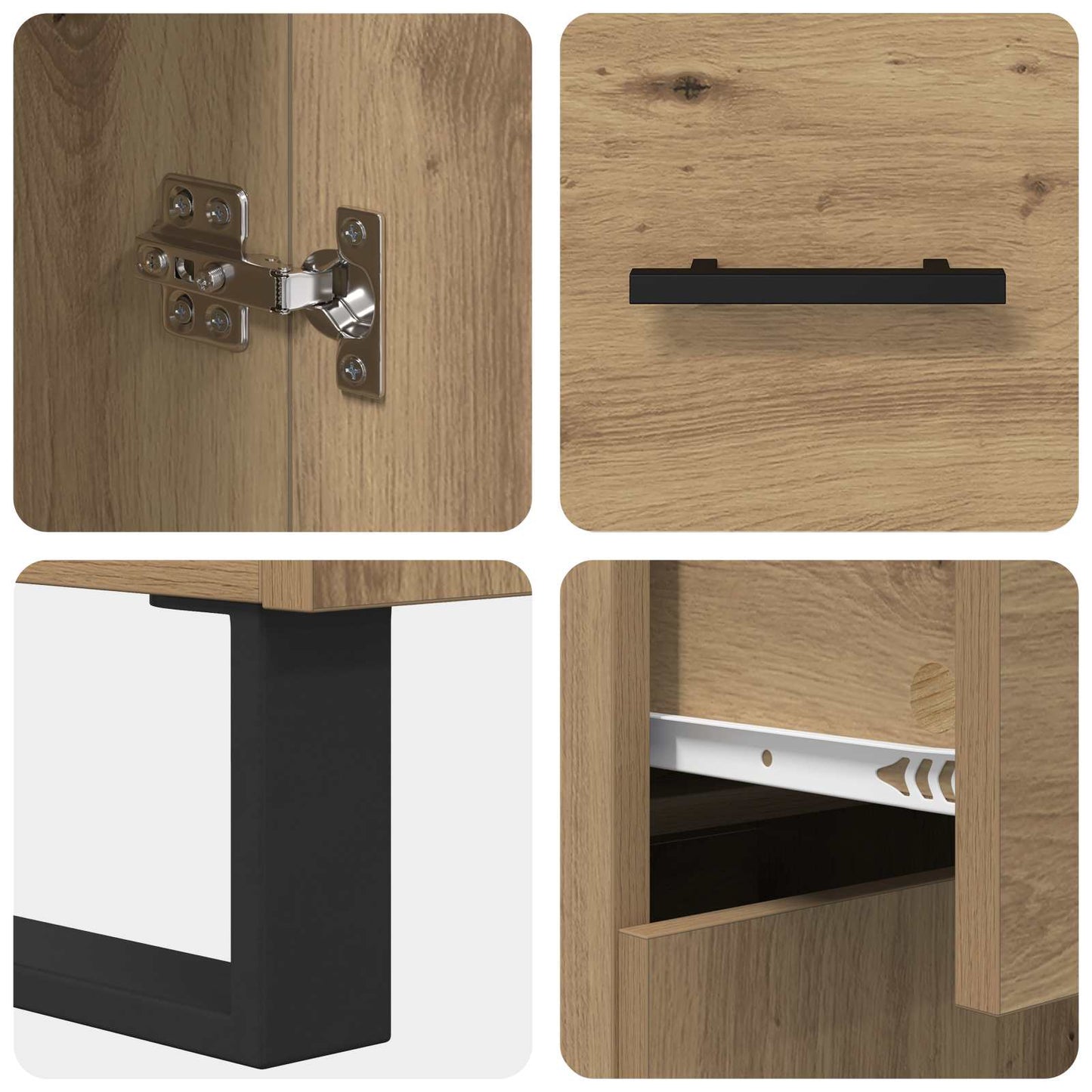 Hoge kast met lade 2 pcs Artisan Eiken Bewerkt hout is nu te koop bij PeponiXL, paradijselijk wonen!