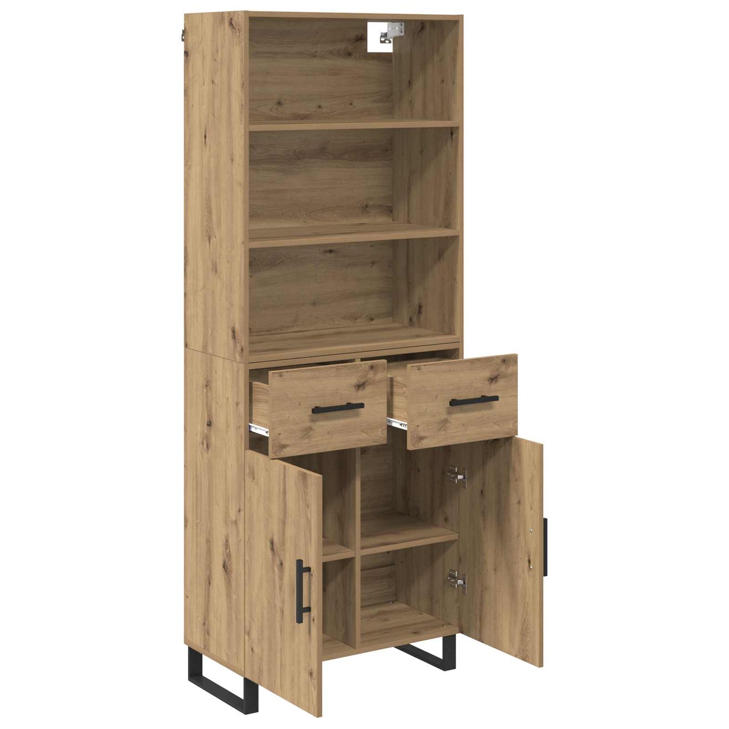 Hoge kast met lade 2 pcs Artisan Eiken Bewerkt hout is nu te koop bij PeponiXL, paradijselijk wonen!