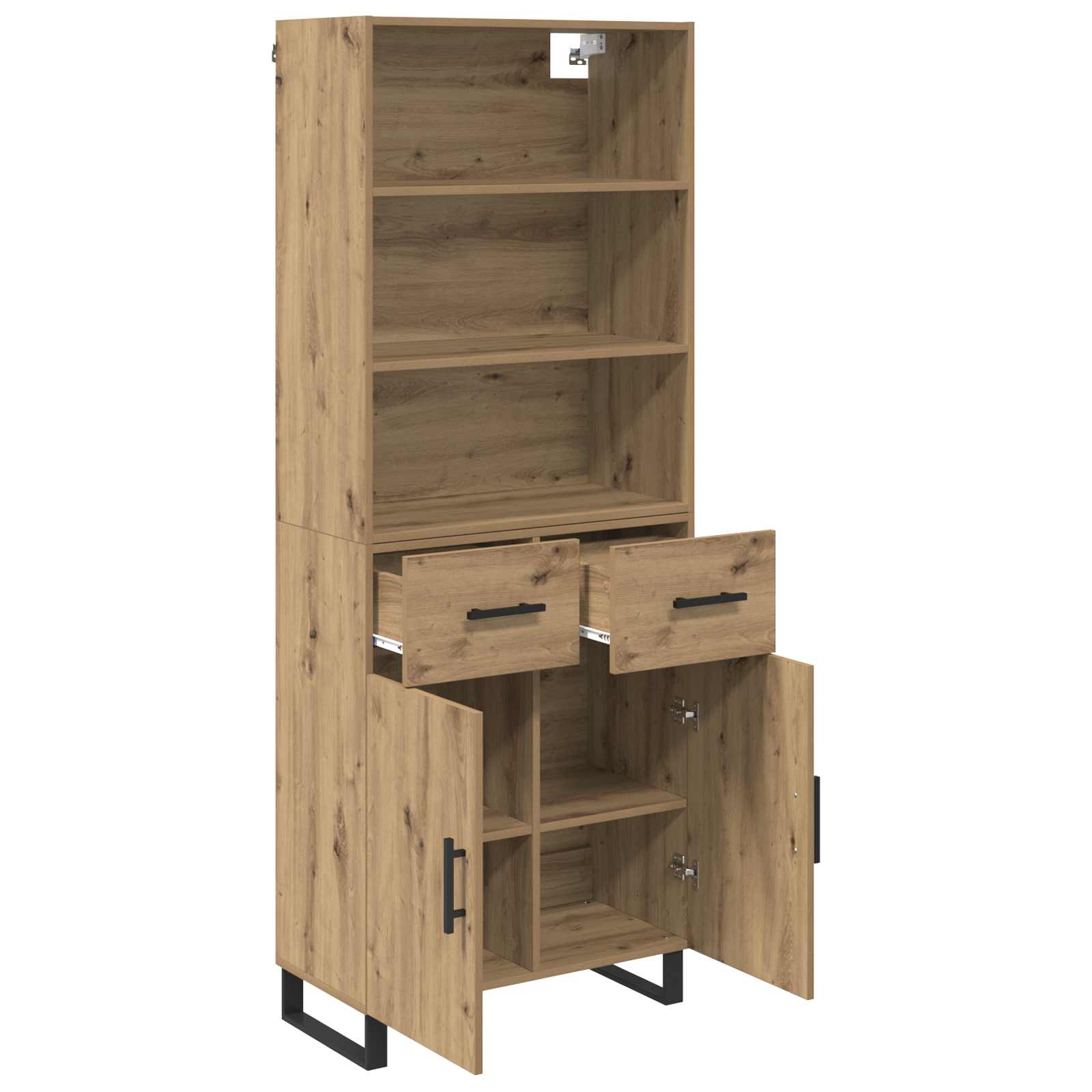 Hoge kast met lade 2 pcs Artisan Eiken Bewerkt hout is nu te koop bij PeponiXL, paradijselijk wonen!