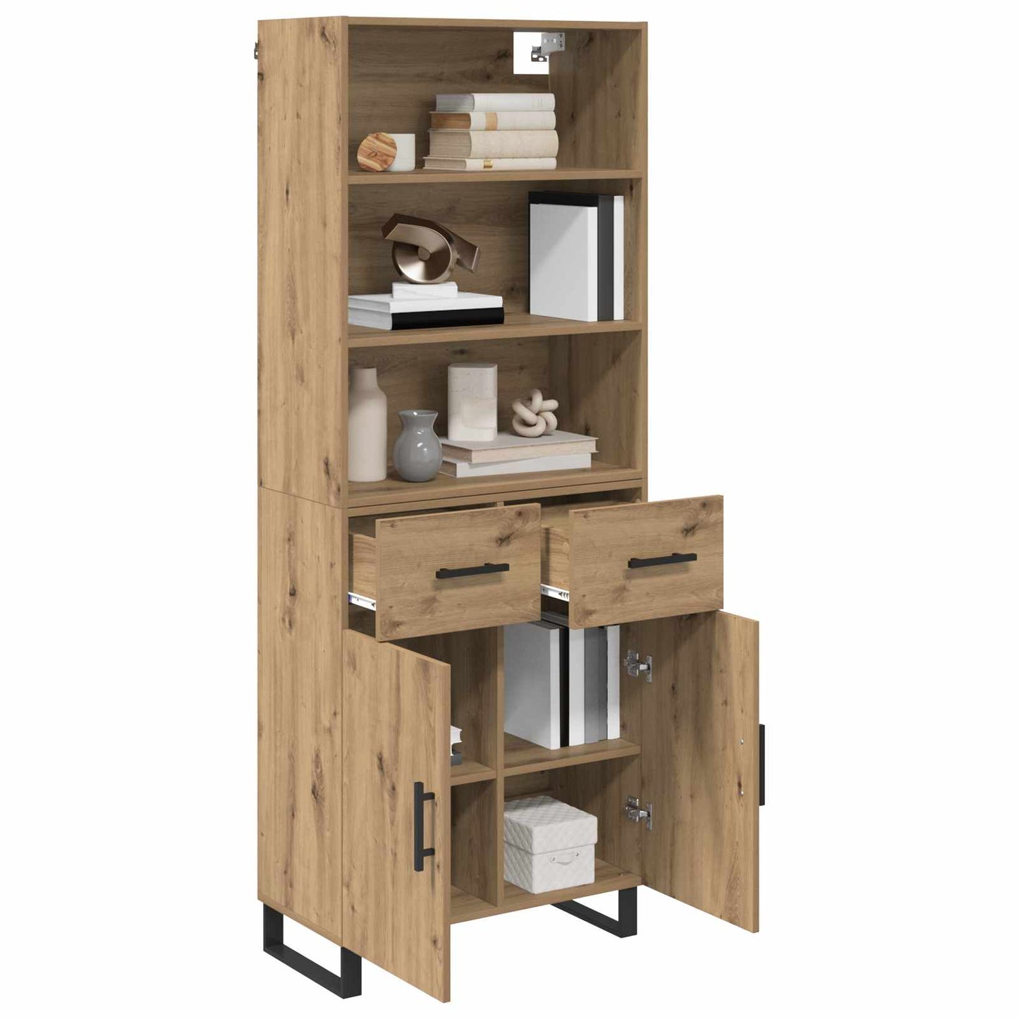 Hoge kast met lade 2 pcs Artisan Eiken Bewerkt hout is nu te koop bij PeponiXL, paradijselijk wonen!
