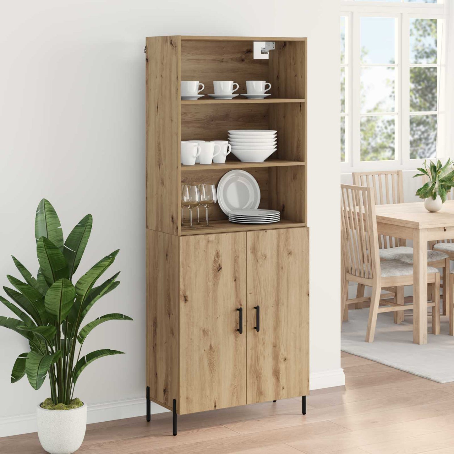 Hoge kast Artisan Eiken 69,5 x 32,5 x 180 cm Bewerkt hout is nu te koop bij PeponiXL, paradijselijk wonen!
