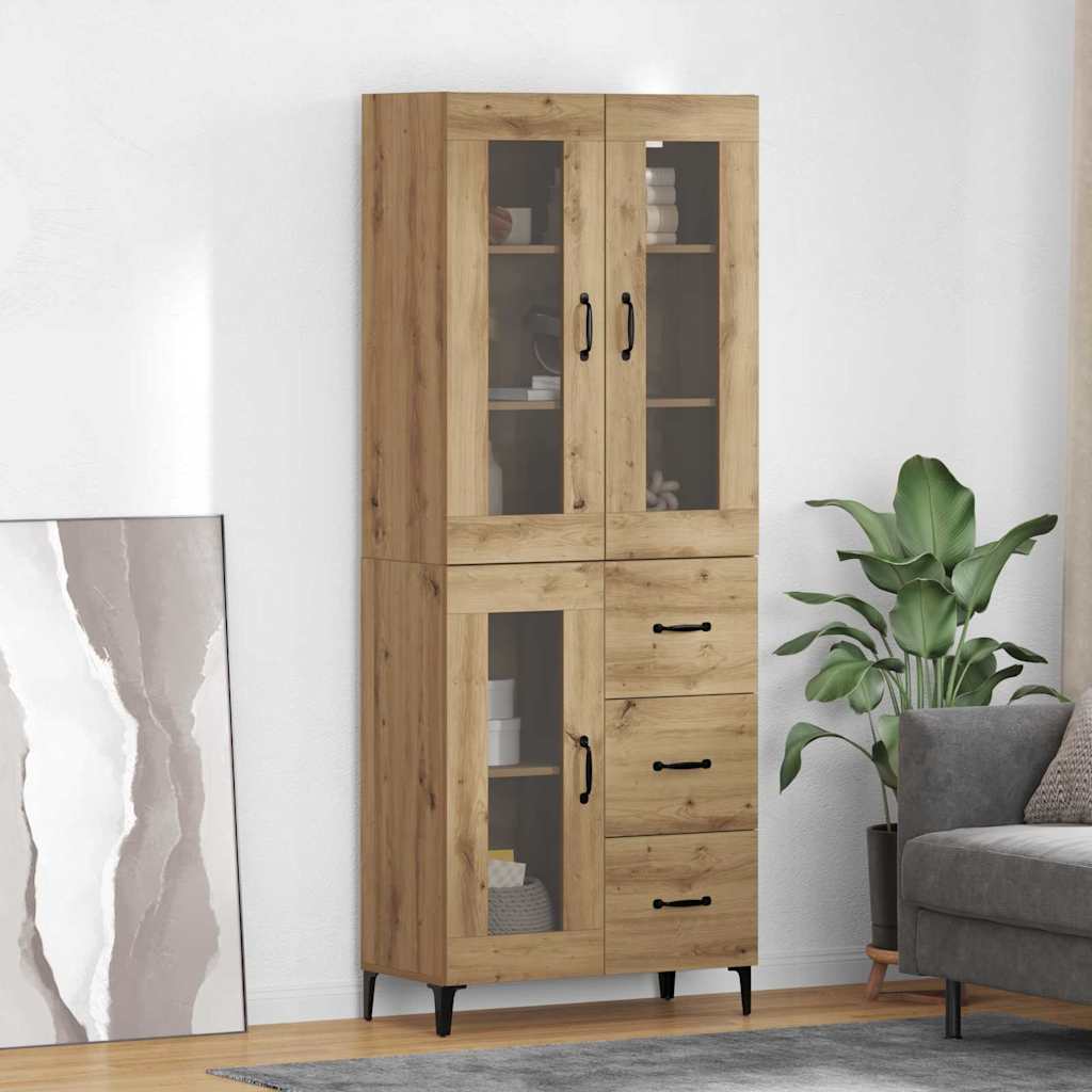 Highboard Artisan Eiken 69,5 x 34 x 180 cm Bewerkt hout is nu te koop bij PeponiXL, paradijselijk wonen!