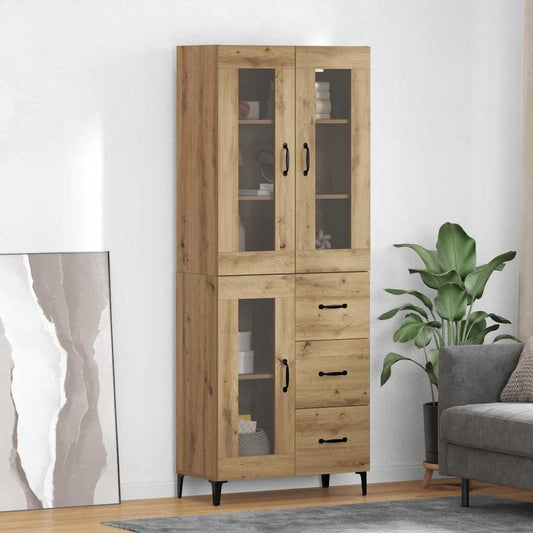 Highboard Artisan Eiken 69,5 x 34 x 180 cm Bewerkt hout is nu te koop bij PeponiXL, paradijselijk wonen!