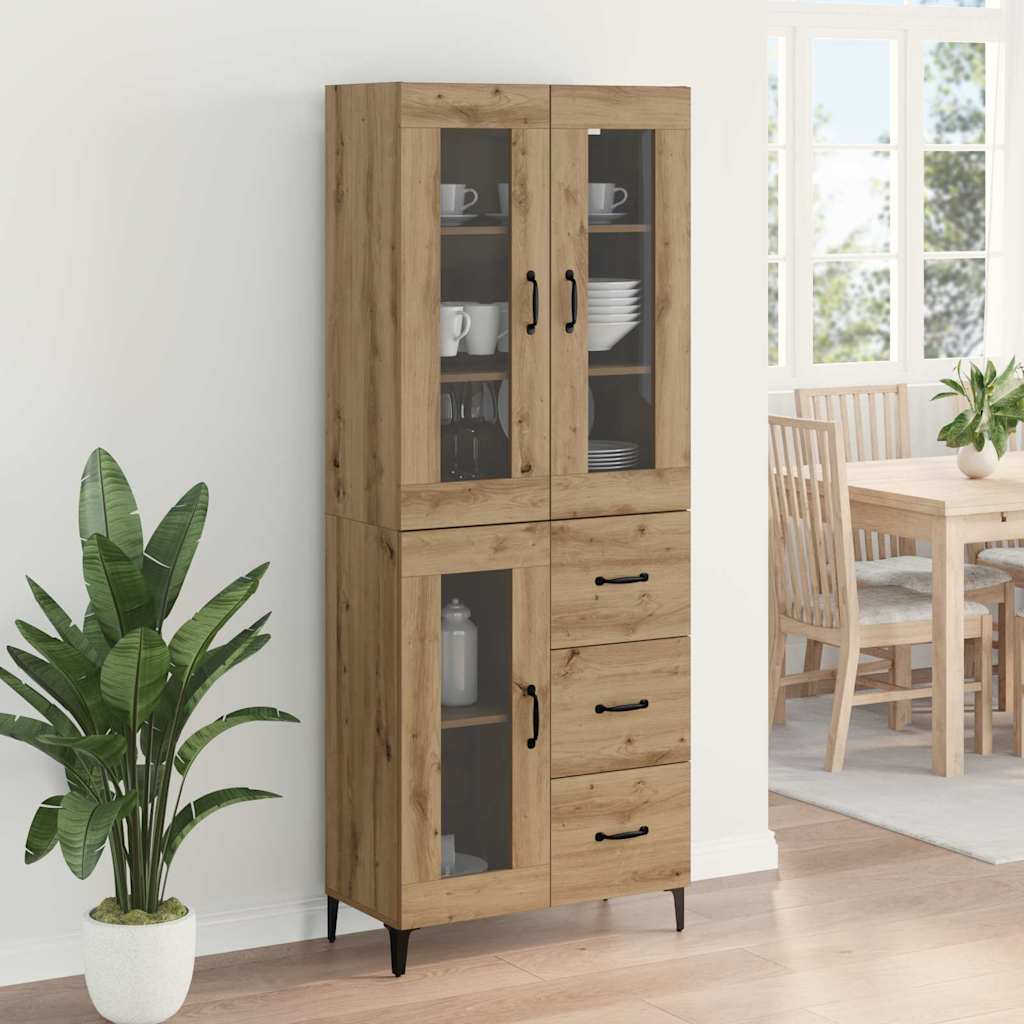 Highboard Artisan Eiken 69,5 x 34 x 180 cm Bewerkt hout is nu te koop bij PeponiXL, paradijselijk wonen!